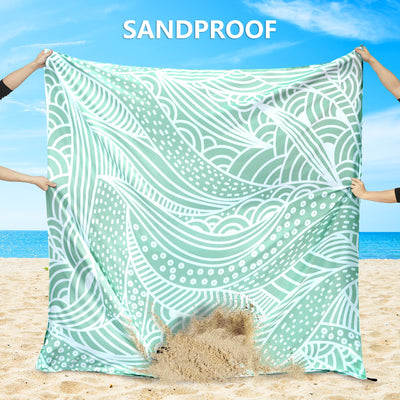 HIHOHO Beach Blanket Waterproof Sandproof Beach Mat 79”x 83” for 1-4 Adults Quick Drying Durable Outdoor Picnic Mat for Beach Festival Travel Picnic Camping Hiking (LBL-Ripple, 79"×83"(4 Person))