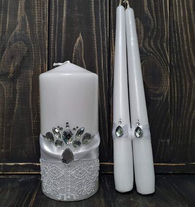 Magik Life Unity Candle Set for Wedding - Wedding Accessories for Reception and Ceremony - Candle Sets – Unity Candle 6 Inch Pillar and 2 * 10 Inch Taper