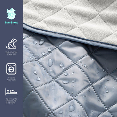 EverSnug Large Waterproof Outdoor Blanket - Extra Thick Premium Quilted Fleece, Waterproof & Windproof, Great for Camping, Picnics, Beaches, Stadiums, Dogs (Grey)