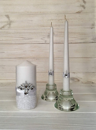 Magik Life Unity Candle Set for Wedding - Wedding Accessories for Reception and Ceremony - Candle Sets – Unity Candle 6 Inch Pillar and 2 * 10 Inch Taper