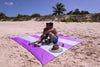 AQUATUS Premium XXL Beach Blanket Sandproof Water Resistant Quick Dry Mat 10ft by 9ft for 1-8 Adults with 4 Metal Stakes, 4 Corner Pockets, Secure Clip and Strap, and Attached Bag