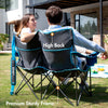 PORTAL 2 Person Loveseat Folding Double Duo Camping Chair for Adults High Back Outdoor, Support 500 lbs, Blue