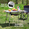 PORTAL Outdoor Folding Portable Picnic Camping Table with Adjustable Height Aluminum Roll Up Table Top Mesh Layer, Silver