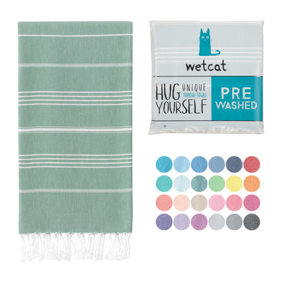 WETCAT Turkish Beach Towel Oversized 38x71 100% Cotton Sand Free Quick Dry Extra Large Light Travel Towel for Adults Beach Accessories Gifts - Teal