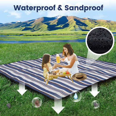 sapsisel 80”x 80” Picnic Blanket Extra Large, Waterproof and Foldable Beach Blanket, 3-Layer Outdoor Blanket for 6 to 8 Adults, for Camping, Park, Beach, Grass, Indoors…