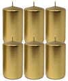 Hyoola Metallic Pillar Candles - 6 Pack - Gold Pillar Candles - European Made Decorative Pillar Candles - 2.4 Inch x 4 Inch