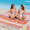 HIHOHO Beach Blanket, Sandproof Beach Mat, Waterproof Quick Drying Lightweight Outdoor Aztec Picnic Mat 79" X 83" for 2-4 Adults with Pocket for Travel, Camping, Hiking