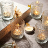 MOSROAD 24 Pcs Votive Candle Holders for Table, Flower Tea Lights Candles Holders, Clear Glass Candle Holder for Wedding Decor, Table Centerpiece, Home Decor