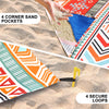 HIHOHO Beach Blanket, Sandproof Beach Mat, Waterproof Quick Drying Lightweight Outdoor Aztec Picnic Mat 79" X 83" for 2-4 Adults with Pocket for Travel, Camping, Hiking