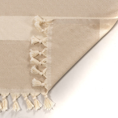 DEMMEX 90x82 Inches XXXL Turkish Cotton Multipurpose Blanket, Throw Blanket Bedspread, Beach Picnic Blanket, 100% Turkish Cotton, Diamond Weave, Made in Turkey, 3lb (Beige)