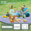 Picnic Blankets Outdoor Blanket Waterproof, 80''x80'' Extra Large Beach Blanket Sandproof Foldable Machine Washable, Vintage Gingham Picnic Mat Grass Lawn Park Family Camping Party Music Festival