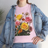Wildflowers and Pink & Yellow Roses, Graphic T-Shirts for Women, Floral Shirt, Womens Short Sleeve, Ladies Graphic Tees #5148TTS