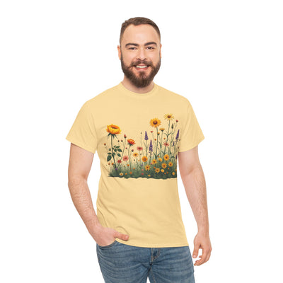 Wildflowers and Yellow Roses, Graphic T-Shirts for Women, Floral Shirt, Womens Short Sleeve, Ladies Graphic Tees #5028TTS