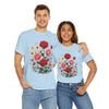 Wildflowers and Pink & Red Roses, Graphic T-Shirts for Women, Floral Shirt, Womens Short Sleeve, Ladies Graphic Tees #5134TTS