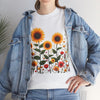 Sunflowers & Wildflowers, Graphic T-Shirts for Women, Floral Shirt, Womens Short Sleeve, Ladies Graphic Tees #5154TTS