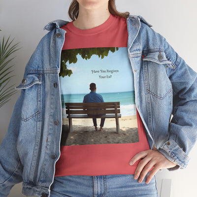 Have You Forgiven Your Ex?Man on Bench Looking at Waves, Forgiving T-Shirt, Forgiveness, Relationship Healing Top #5005STS