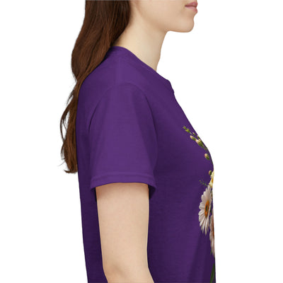 Wildflowers and Pink & Yellow Roses, Graphic T-Shirts for Women, Floral Shirt, Womens Short Sleeve, Ladies Graphic Tees #5136TTS