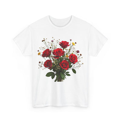 Wildflowers and Red Roses, Graphic T-Shirts for Women, Floral Shirt, Womens Short Sleeve, Ladies Graphic Tees #5131TTS