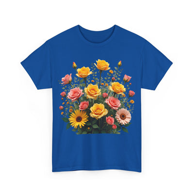 Wildflowers and Pink & Yellow Roses, Graphic T-Shirts for Women, Floral Shirt, Womens Short Sleeve, Ladies Graphic Tees #5141TTS