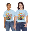Wildflowers and Pink & Yellow Roses, Graphic T-Shirts for Women, Floral Shirt, Womens Short Sleeve, Ladies Graphic Tees #5142TTS