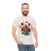 Wildflowers and Red Roses, Graphic T-Shirts for Women, Floral Shirt, Womens Short Sleeve, Ladies Graphic Tees #5130TTS