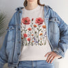 Wildflowers and Pink Roses, Graphic T-Shirts for Women, Floral Shirt, Womens Short Sleeve, Ladies Graphic Tees #5015TTS
