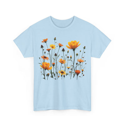 Wildflowers and Yellow Roses, Graphic T-Shirts for Women, Floral Shirt, Womens Short Sleeve, Ladies Graphic Tees #5011TTS