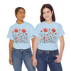Wildflowers and Pink Roses, Graphic T-Shirts for Women, Floral Shirt, Womens Short Sleeve, Ladies Graphic Tees #5015TTS