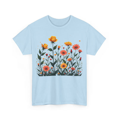 Wildflowers and Yellow Roses, Graphic T-Shirts for Women, Floral Shirt, Womens Short Sleeve, Ladies Graphic Tees #5026TTS