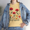 Wildflowers and Red Roses, Graphic T-Shirts for Women, Floral Shirt, Womens Short Sleeve, Ladies Graphic Tees #5034TTS