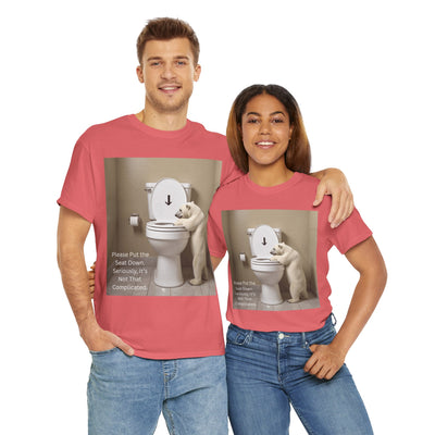 Please Put the Seat Down, Seriously, It's Not that Complicated, Polar Bear Toilet Seat Down, Seat Down Reminder Shirt #5004STS