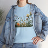 Wildflowers and White Roses, Graphic T-Shirts for Women, Floral Shirt, Womens Short Sleeve, Ladies Graphic Tees #5039TTS