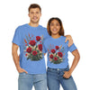 Wildflowers and Red Roses, Graphic T-Shirts for Women, Floral Shirt, Womens Short Sleeve, Ladies Graphic Tees #5129TTS