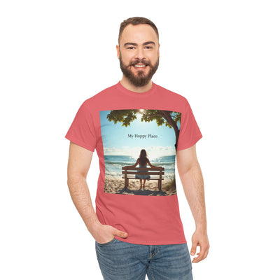 My Happy Place, Woman on Bench, Looking at Waves,Safe Place T-Shirt, Finding My Happy Place Top, Ocean Waves,#5003STS