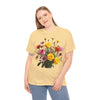 Wildflowers and Pink & Yellow Roses, Graphic T-Shirts for Women, Floral Shirt, Womens Short Sleeve, Ladies Graphic Tees #5138TTS