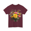 Wildflowers and Pink & Yellow Roses, Graphic T-Shirts for Women, Floral Shirt, Womens Short Sleeve, Ladies Graphic Tees #5143TTS