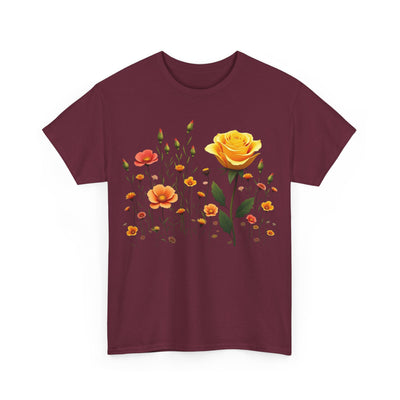 Wildflowers and a Yellow Rose, Graphic T-Shirts for Women, Floral Shirt, Womens Short Sleeve, Ladies Graphic Tees #5010TTS