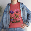 Wildflowers and Pink/Violet Roses, Graphic T-Shirts for Women, Floral Shirt, Womens Short Sleeve, Ladies Graphic Tees #5101TTS