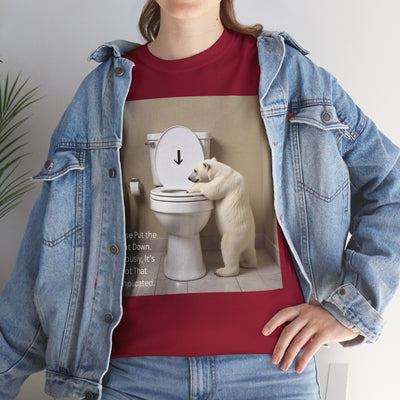 Please Put the Seat Down, Seriously, It's Not that Complicated, Polar Bear Toilet Seat Down, Seat Down Reminder Shirt #5004STS