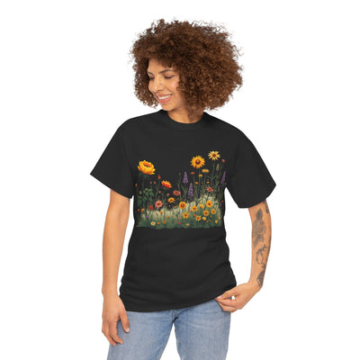Wildflowers and Yellow Roses, Graphic T-Shirts for Women, Floral Shirt, Womens Short Sleeve, Ladies Graphic Tees #5028TTS