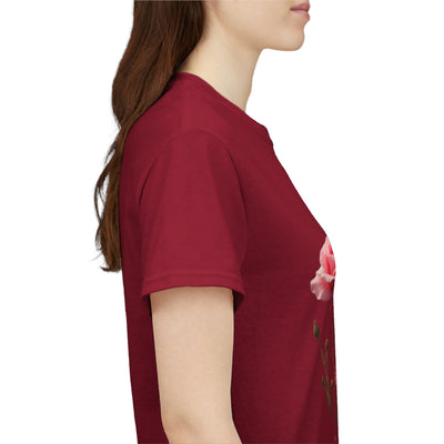 Wildflowers and Pink Roses, Graphic T-Shirts for Women, Floral Shirt, Womens Short Sleeve, Ladies Graphic Tees #5018TTS