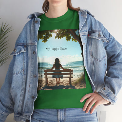 My Happy Place, Woman on Bench, Looking at Waves,Safe Place T-Shirt, Finding My Happy Place Top, Ocean Waves,#5003STS