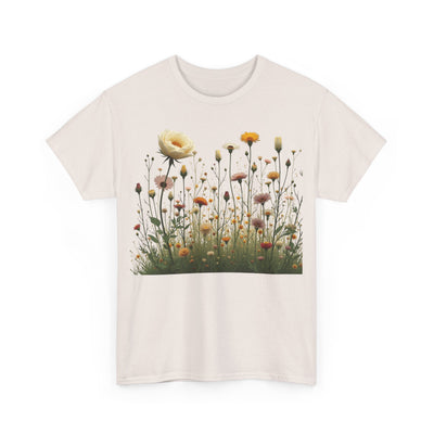 Wildflowers and White Roses, Graphic T-Shirts for Women, Floral Shirt, Womens Short Sleeve, Ladies Graphic Tees #5041TTS