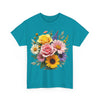 Wildflowers and Pink & Yellow Roses, Graphic T-Shirts for Women, Floral Shirt, Womens Short Sleeve, Ladies Graphic Tees #5145TTS