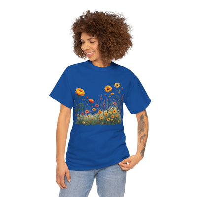 Wildflowers and Yellow Roses, Graphic T-Shirts for Women, Floral Shirt, Womens Short Sleeve, Ladies Graphic Tees #5028TTS