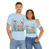 Wildflowers and Pink Roses, Graphic T-Shirts for Women, Floral Shirt, Womens Short Sleeve, Ladies Graphic Tees #5023TTS