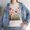 Wildflowers and Orange Roses, Graphic T-Shirts for Women, Floral Shirt, Womens Short Sleeve, Ladies Graphic Tees #5045TTS
