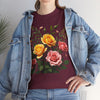Wildflowers and Pink & Yellow Roses, Graphic T-Shirts for Women, Floral Shirt, Womens Short Sleeve, Ladies Graphic Tees #5149TTS