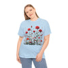 Wildflowers and Red Roses, Graphic T-Shirts for Women, Floral Shirt, Womens Short Sleeve, Ladies Graphic Tees #5035TTS
