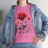 Wildflowers and a Red Rose, Graphic T-Shirts for Women, Floral Shirt, Womens Short Sleeve, Ladies Graphic Tees #5007TTS